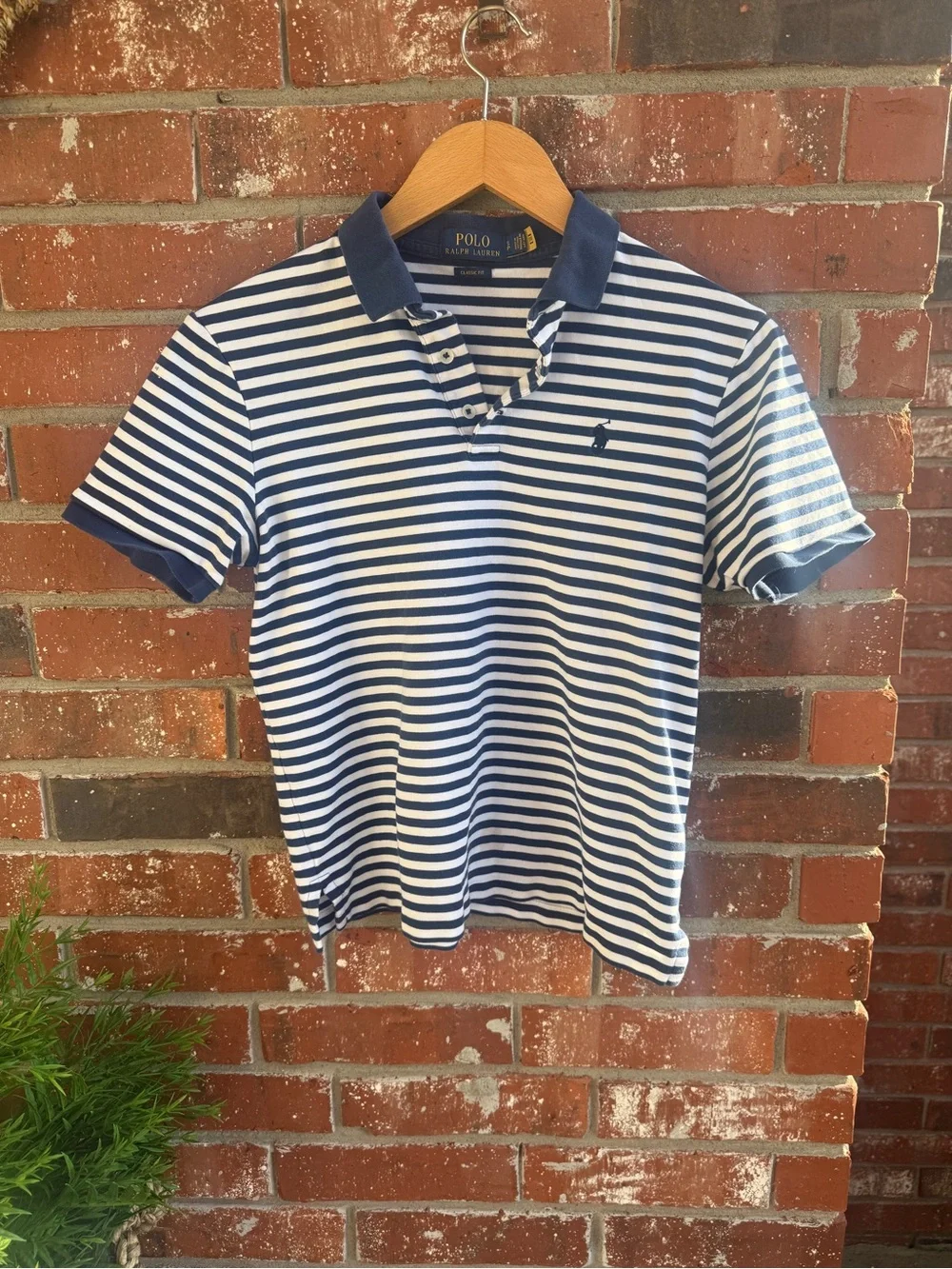 Ralph Lauren Navy & White Striped Polo Shirt